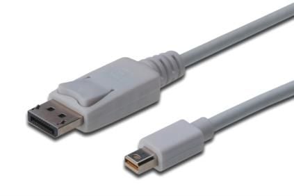 Digitus AK-340102-030-W, 3 m, Mini DisplayPort, DisplayPort, Valkoinen, Nikkeli, 1.1a