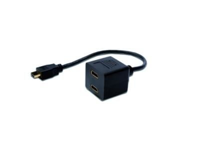 ASSMANN - HDMI-splitter - HDMI hann til HDMI hunn - 20 cm - skjermet - svart
