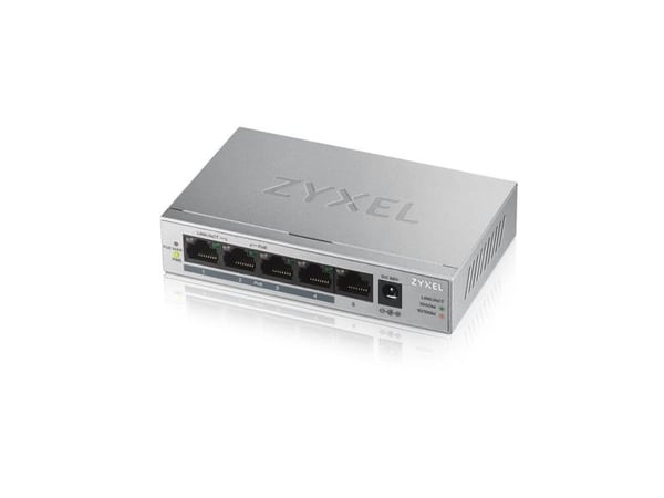 Zyxel GS1005HP - Switch - ikke-styrt - 4 x 10/100/1000 (PoE+) + 1 x 10/100/1000 - veggmonterbar, stasjonær - PoE (60 W)