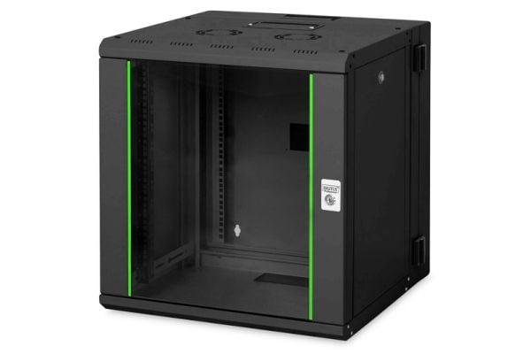 DIGITUS Professional Unique DN-19 12-U-3-SW - Rack skap - veggmonterbar - svart, RAL 9005 - 12U - 19"