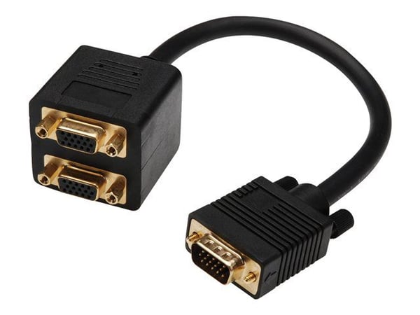 ASSMANN - VGA-splitter - HD-15 (VGA) (hann) til HD-15 (VGA) (hunn) - 20 cm - formstøpt - svart