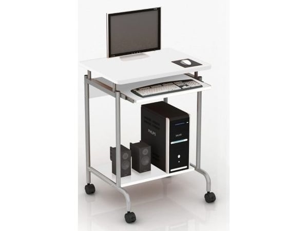 Techly ICA-TB S005W, Rett, Rektangulær form, MDF, Metall, Hjemme kontor, Hvit