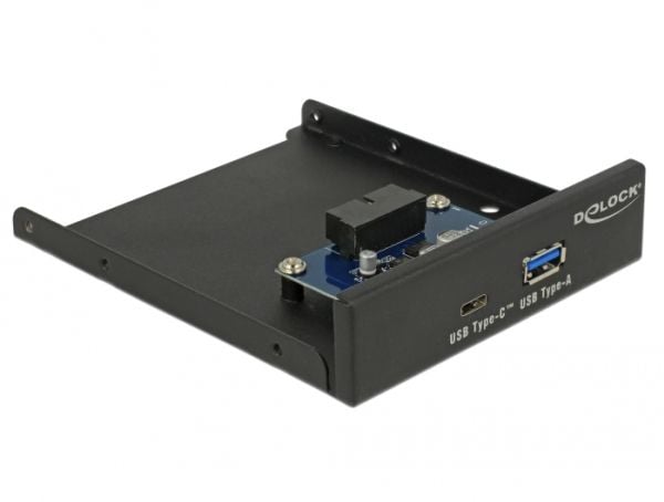 DeLOCK 63962, 8,89 cm (3.5"), I/O-porttien paneeli, Musta, Metalli, 5 Gbit/s, 102 mm