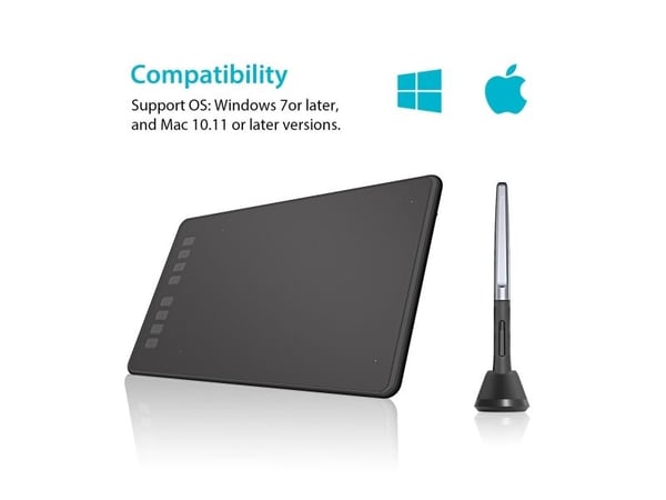 HUION H950P, Koblet med ledninger (ikke trådløs), 5080 Ipi, 220 x 137 mm, USB, 1 cm, Svart
