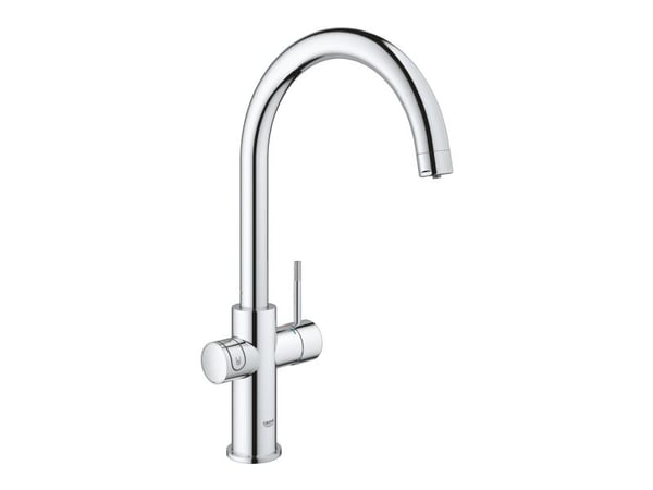 Grohe Blue Home Duo start kit - etgrebs armatur i krom med filterfunktion, C-tud, LED trykknap, WIFI/Bluetooth funktionalitet