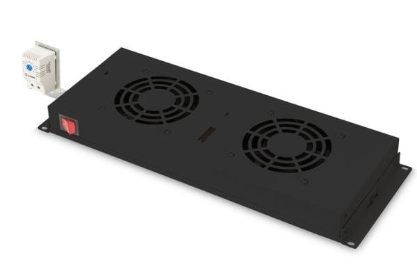 Digitus DN-19 FAN-2-HO-SW - Rack-viftesett - med termostat - svart - 19"
