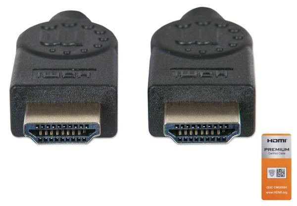 Manhattan 355346, 1,8 m, HDMI Type A (Standard), HDMI Type A (Standard), 3D, 18 Gbit/sek., Svart