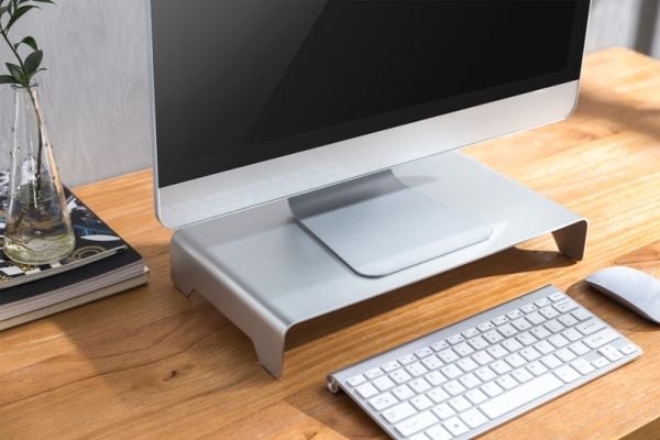 DIGITUS Ergonomic Monitor Riser - Stativ - for skjerm / notebook - aluminium - sølv - skjermstørrelse: 11"-32"