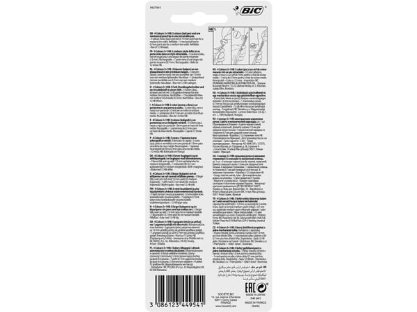 BIC 4 Colours 3+1HB - Kombo med 3-farget kulepenn og blyantpenn - HB - svart, rød, blå, grå - medium - retraktil - med viskelær