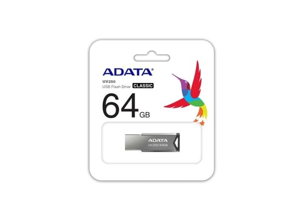 ADATA UV250 - USB flash-enhet - 64 GB - USB 2.0 - silver