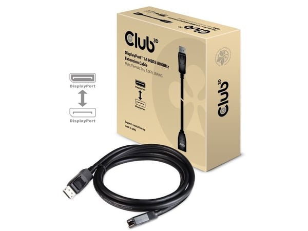 Club 3D - DisplayPort-forlengelseskabel - DisplayPort (hann) til DisplayPort (hunn) - DisplayPort 1.4 - 2 m - 8K-støtte