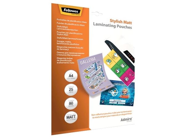 Fellowes Admire Stylish Matt - 80 mikroner - 25-pack - A4 (210 x 297 mm) lamineringsfilm