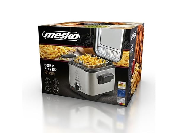 Mesko Home MS 4910, Frityrkoker, 1,5 l, Single/enkelt, Svart, Satin Stål, Rotasjon, Enkeltstående