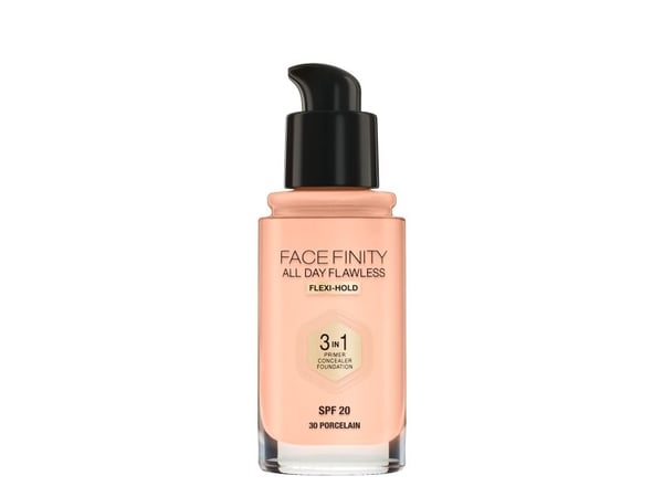 MAX FACTOR Facefinity All Day Flawless 3in1 Foundation Spf20 30 Porcelain 30ml