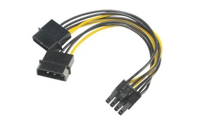 Akasa - Strømadapter - 4-pin intern strøm (hann) til 8-pins PCIe-strøm (6+2) (hunn) - 15 cm