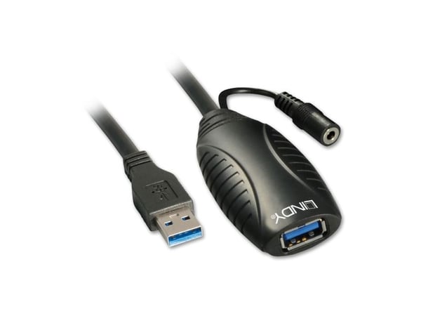 Lindy 43156, 10 m, USB A, USB A, USB 3.2 Gen 1 (3.1 Gen 1), 5 Gbit/s, Svart