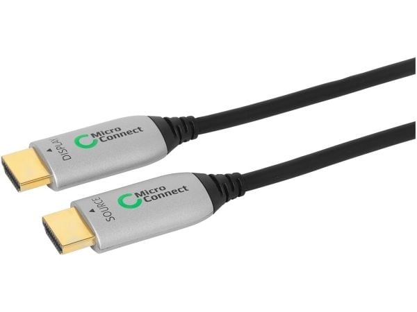 MicroConnect Premium - HDMI-kabel med Ethernet - HDMI hann til HDMI hann - 50 m - hybridkobber / fiberoptikk - svart - aktiv optisk hybridkabel, st...