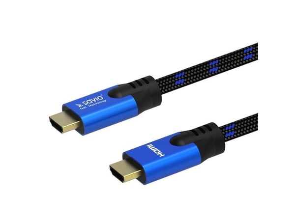 HDMI (M) v2.1-kabel, 1,8 m, 8K, kobber, blå-svart, gullspisser, ethernet/3D, CL-142