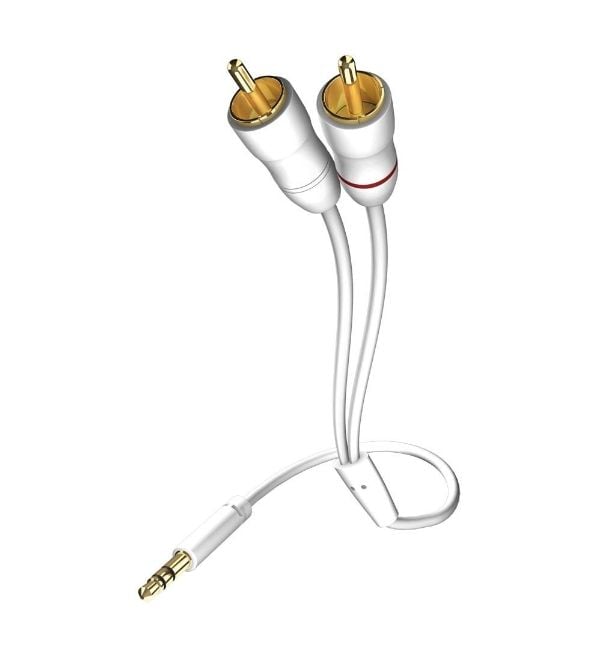 in-akustik Star MP3 Audio Cable - Lydkabel - RCA x 2 hann til mini-phone stereo 3.5 mm hann - 5 m - skjermet - hvit