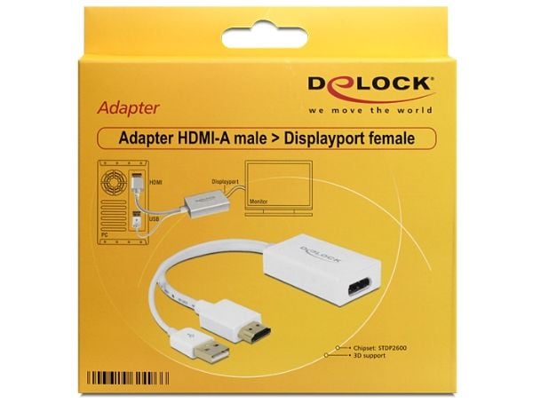 Delock - Videotransformator - HDMI, DisplayPort - DisplayPort - hvid - detailsalg
