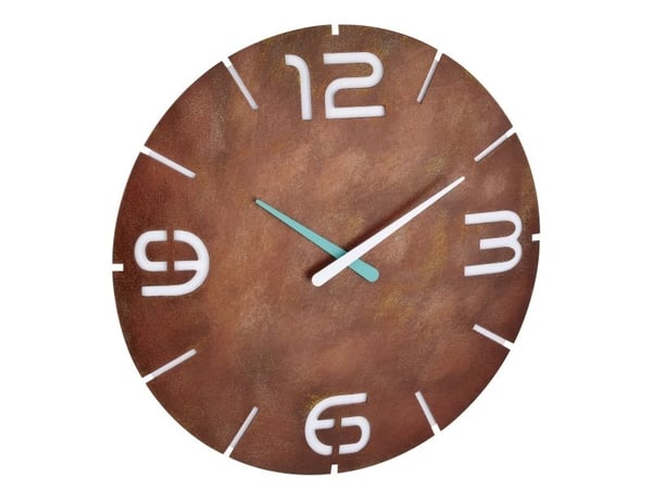 TFA CONTOUR - Klokke - kvarts - veggmonterbar - 35 cm - hvit, rust look