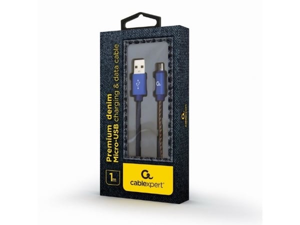 Cablexpert Premium - USB-kaapeli - USB (han) til Micro-USB Type B (han) - USB 2.0 - 2.1 A - 1 m - sininen, Premium denim