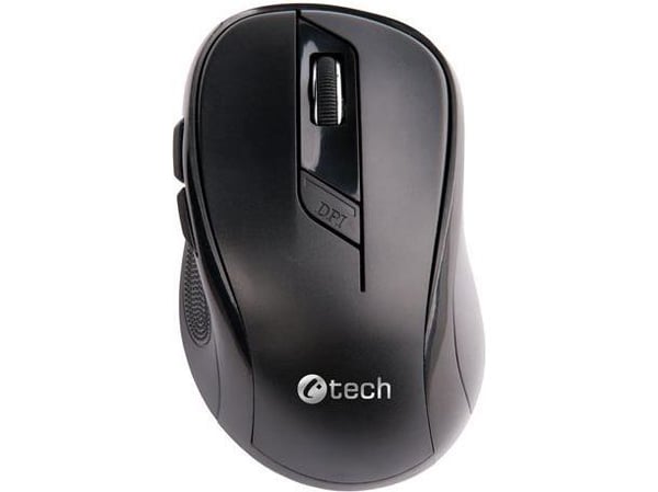C-TECH WLM-02, Høyre hendt, Optisk, RF kabel-fri, 1600 DPI, Svart