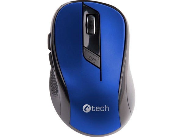 C-TECH WLM-02B, Høyre hendt, Optisk, RF kabel-fri, 1600 DPI, Sort, Blå