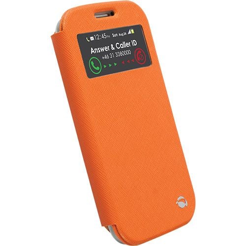Krusell Malmö FlipCover View - Beskyttende deksel for mobiltelefon - oransje - for Samsung Galaxy S4