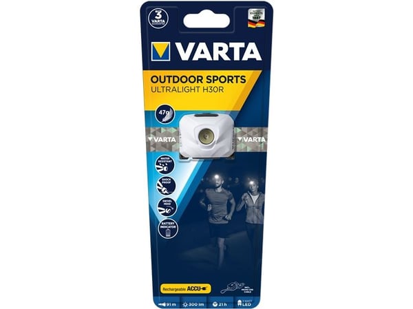 Varta Outdoor Sports Ultralight H30R - Hodelykt - LED - 3 W - hvit