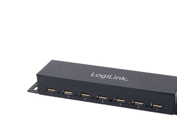 LogiLink USB 2.0 Hub 7-Port Metal - Hub - 7 x USB 2.0 - stasjonær, veggmonterbar