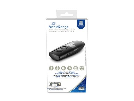 MediaRange - Presentasjonsfjernstyring - 4 knapper - RF - svart/sølv