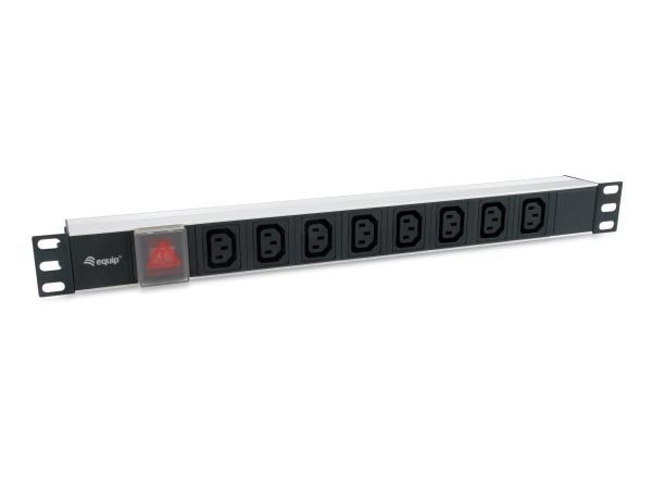 Equip 333310, Grunnleggende, 1U, Horisontal, Aluminium, Sort, 8 AC-utganger