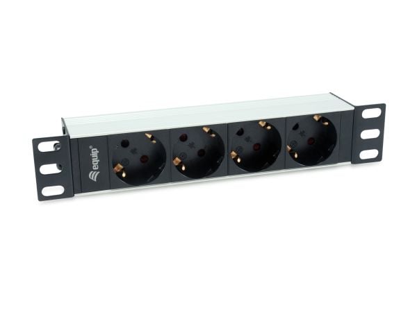 Equip 333311, Grunnleggende, 1U, Horisontal, Aluminium, Sort, Sølv, 4 AC-utganger
