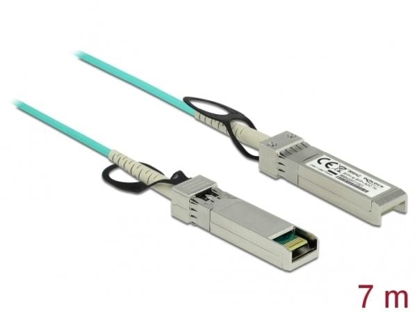 Delock - Nettverkskabel - SFP+ (hann) til SFP+ (hann) - 7 m - 3 mm - fiberoptisk - SFF-8431/SFF-8432 - Active Optical Cable (AOC) - akvamarin