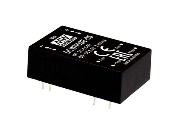 MEAN WELL DCWN03E-12 DC / DC-muuntomoduuli 125 mA 3 W Lähtöjen lukumäärä: 2 x, 20,3 mm, 31,8 mm, 10,2 mm, 12,5 g, 3 W, 4,5 V