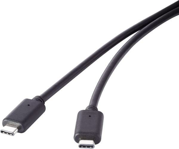 Renkforce RF-4381074, 1,5 m, USB C, USB C, USB 3.2 Gen 2 (3.1 Gen 2), 20000 Mbit/s, Sort