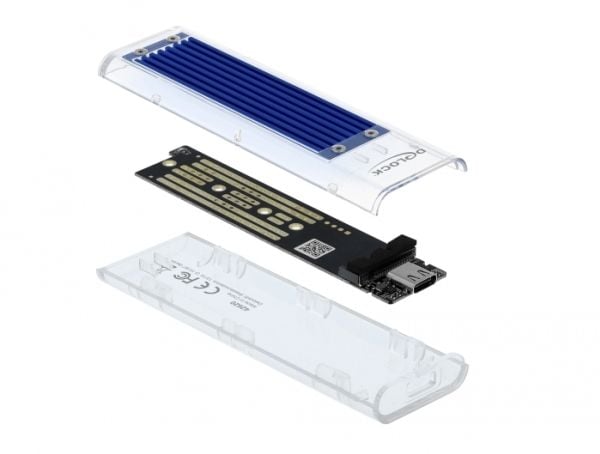 DeLOCK 42620, SSD-kotelo, M.2, M.2, 10 Gbit/s, USB-liitettävyys, Sininen