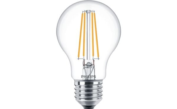 Philips - LED-filamentlyspære - form: A60 - klar finish - E27 - 7 W (ekvivalent 60 W) - klasse E - varmt hvitt lys - 2700 K (en pakke 3)