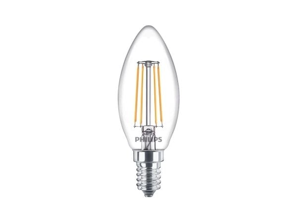 Philips - LED-filamentlyspære - form: B35 - klar finish - E14 - 4.3 W (ekvivalent 40 W) - klasse F - varmt hvitt lys - 2700 K (en pakke 3)