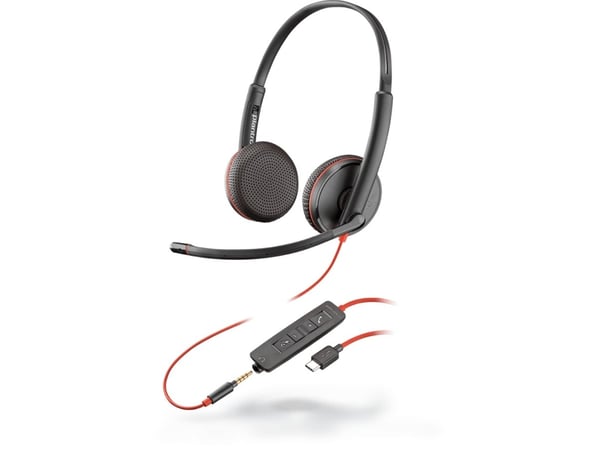 Poly Blackwire C3225 - 3200 Series - hodesett - on-ear - kablet - 3,5 mm jakk, USB-C - lydisolerende