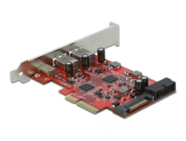 Delock - USB-adapter - PCIe 3.0 x4 - USB 3.2 Gen 2 x 3 + USB 3.0 (intern) x 1