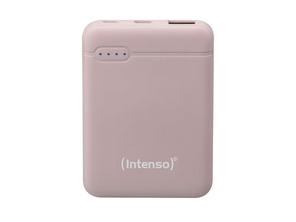 Intenso Powerbank XS5000 - Strømbank - 5000 mAh - 2.1 A - 2 utgangskontakter (USB, USB-C) - på kabel: USB-C - rosa
