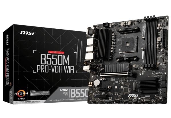 MSI B550M PRO-VDH WIFI - Hovedkort - micro ATX - Socket AM4 - AMD B550 Chipset - USB-C Gen1, USB 3.2 Gen 1 - Bluetooth, Gigabit LAN, Wi-Fi - innbyg...