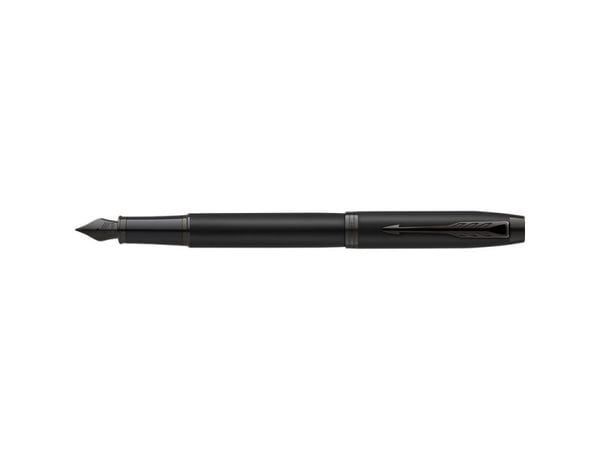 Parker IM Achromatic, Svart, Patronpåfyllingssystem, Blå, Rund spiss, Rustfritt stål, Fin