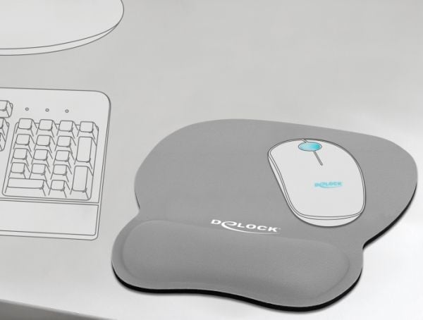 Delock Ergonomic - Musematte med håndleddsstøtte - grå
