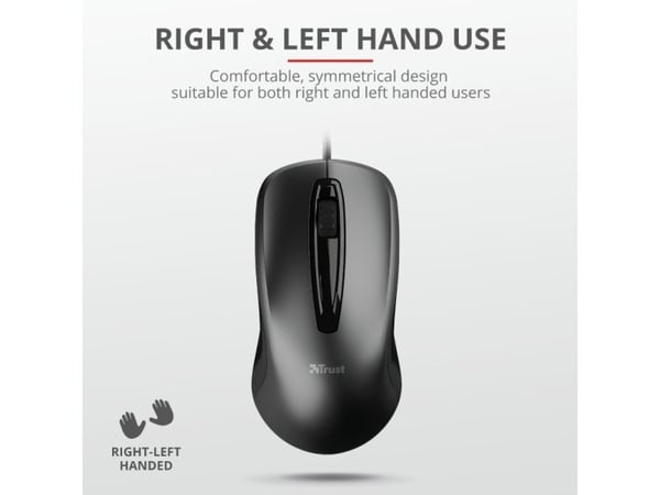 Trust Carve - Mus - høyre- og venstrehåndet - optisk - 3 knapper - kablet - USB 2.0