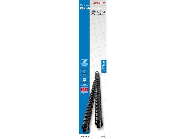 Genie 12371, Innbindingskam, Sort, 65 ark, Plast, 1 cm, 25 stykker