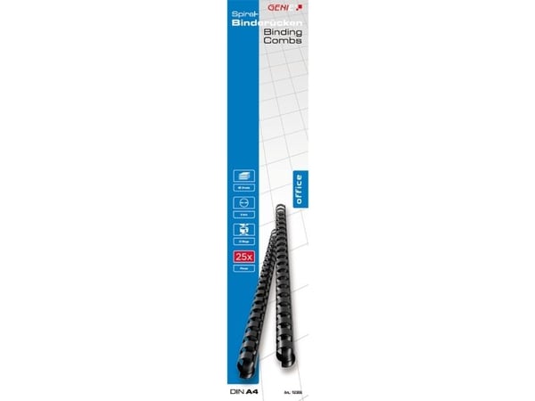 Genie 12369, Spiralbindare, Svart, 45 ark, Plast, 8 mm, 80 mm
