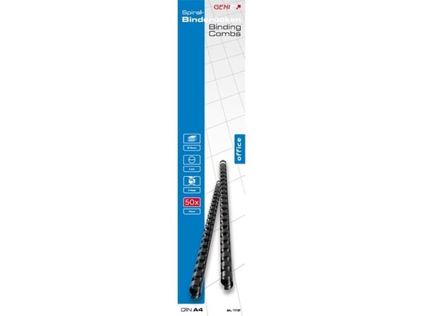 Genie 11181, Spiralbindare, Svart, 25 ark, Plast, 6 mm, 60 mm
